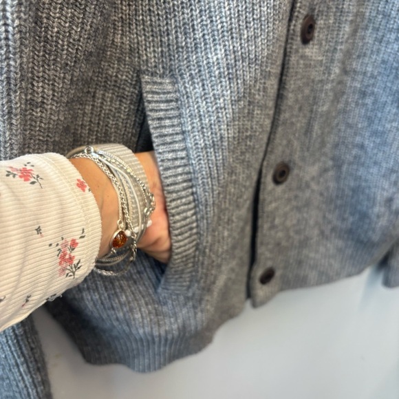 Express XL Cardigan Sweater Shawl Collar Gray Button-Up Wool Blend Pockets - Picture 9 of 12